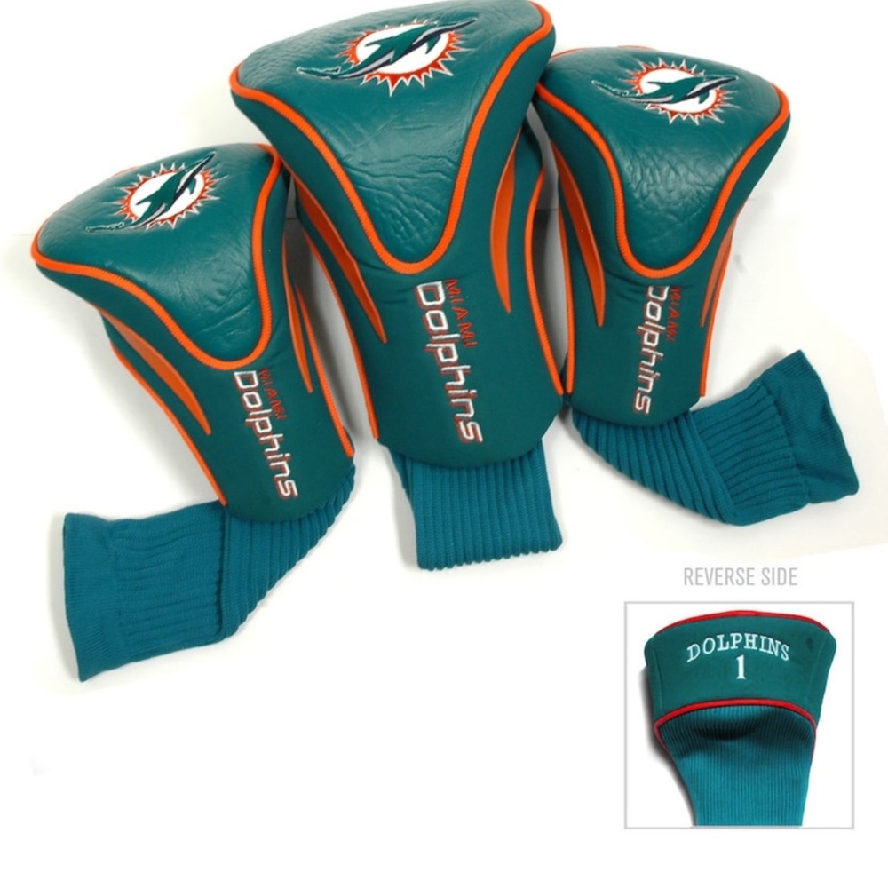 NFL Miami Dolphins Teal and Orange Headcovers 3-pack